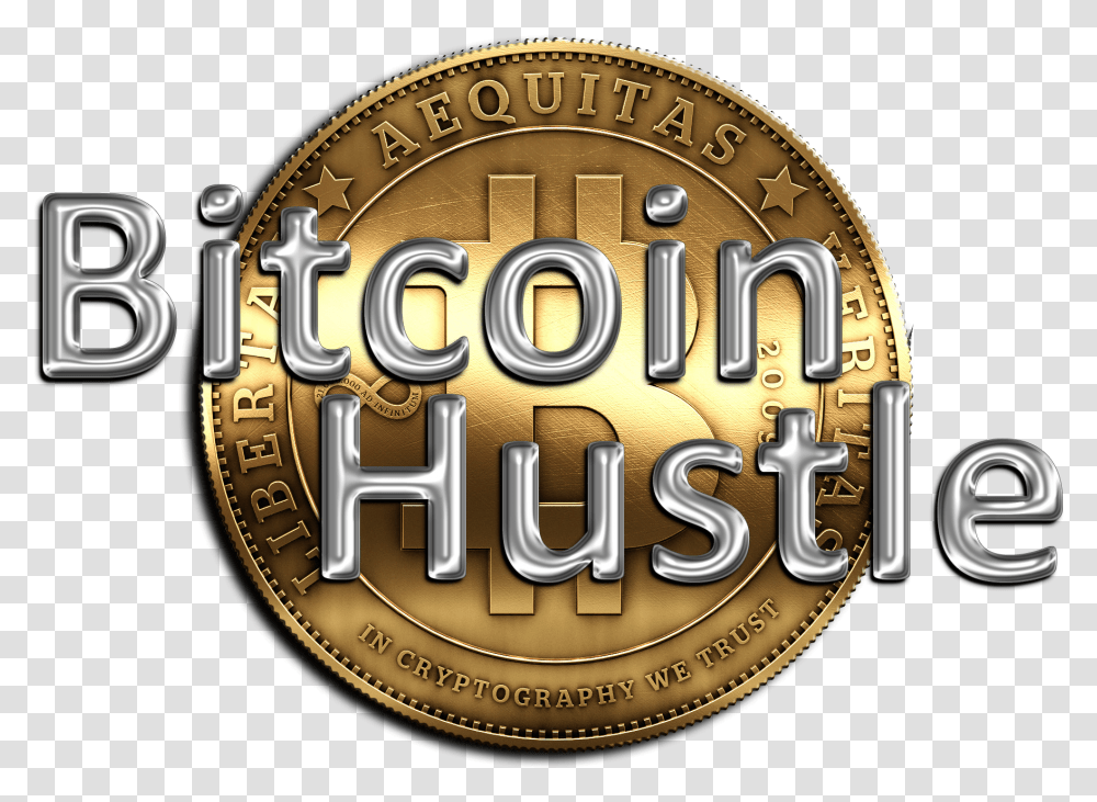 Bitcoin Hustle Emblem, Logo, Symbol, Gold, Money Transparent Png