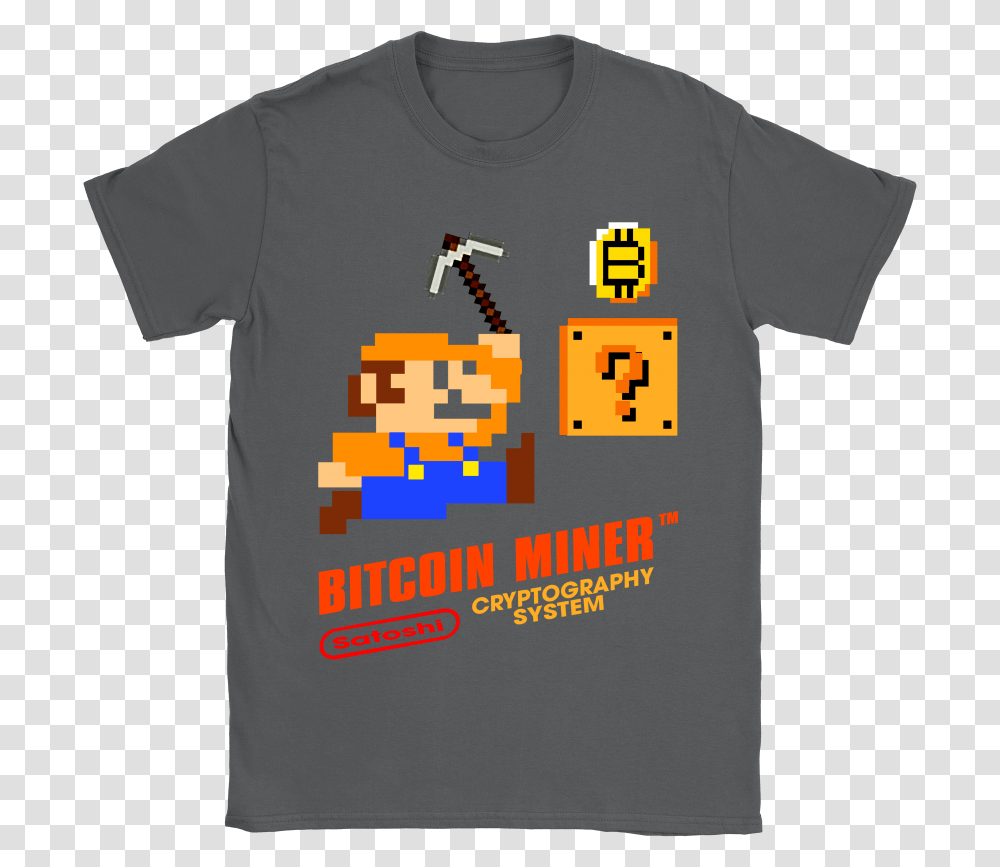 Bitcoin Miner Mario Bros Satoshi Cryptography System Snoopy Pennywise, Apparel, T-Shirt, Plant Transparent Png