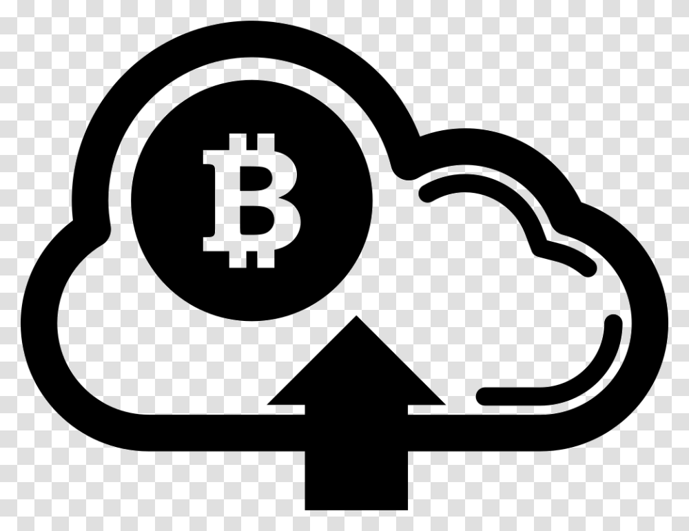 Bitcoin On Cloud With Up Arrow Symbol Bitcoin, Stencil, Number, Logo Transparent Png