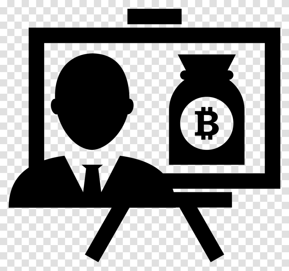 Bitcoin Presentation With Money Bag Symbol Comments Bitcoin, Stencil, Number, Silhouette Transparent Png