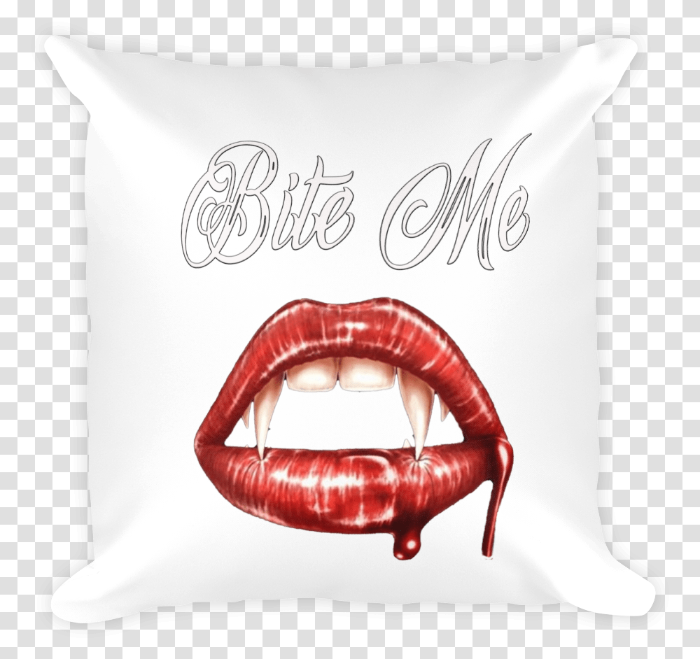 Bite Me Pillow Vampire Fangs, Cushion, Mouth, Lip Transparent Png
