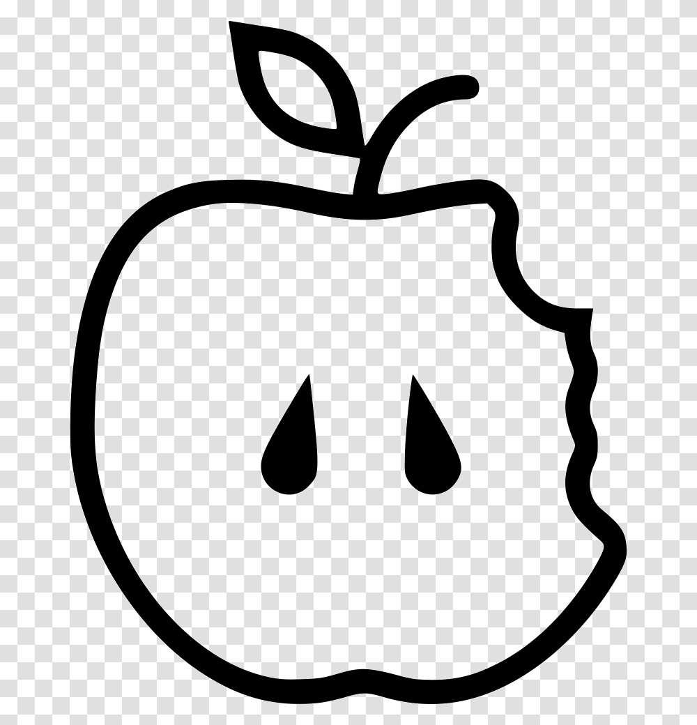Bitten Apple Bitten Apple Outline, Plant, Stencil, Food, Fruit Transparent Png