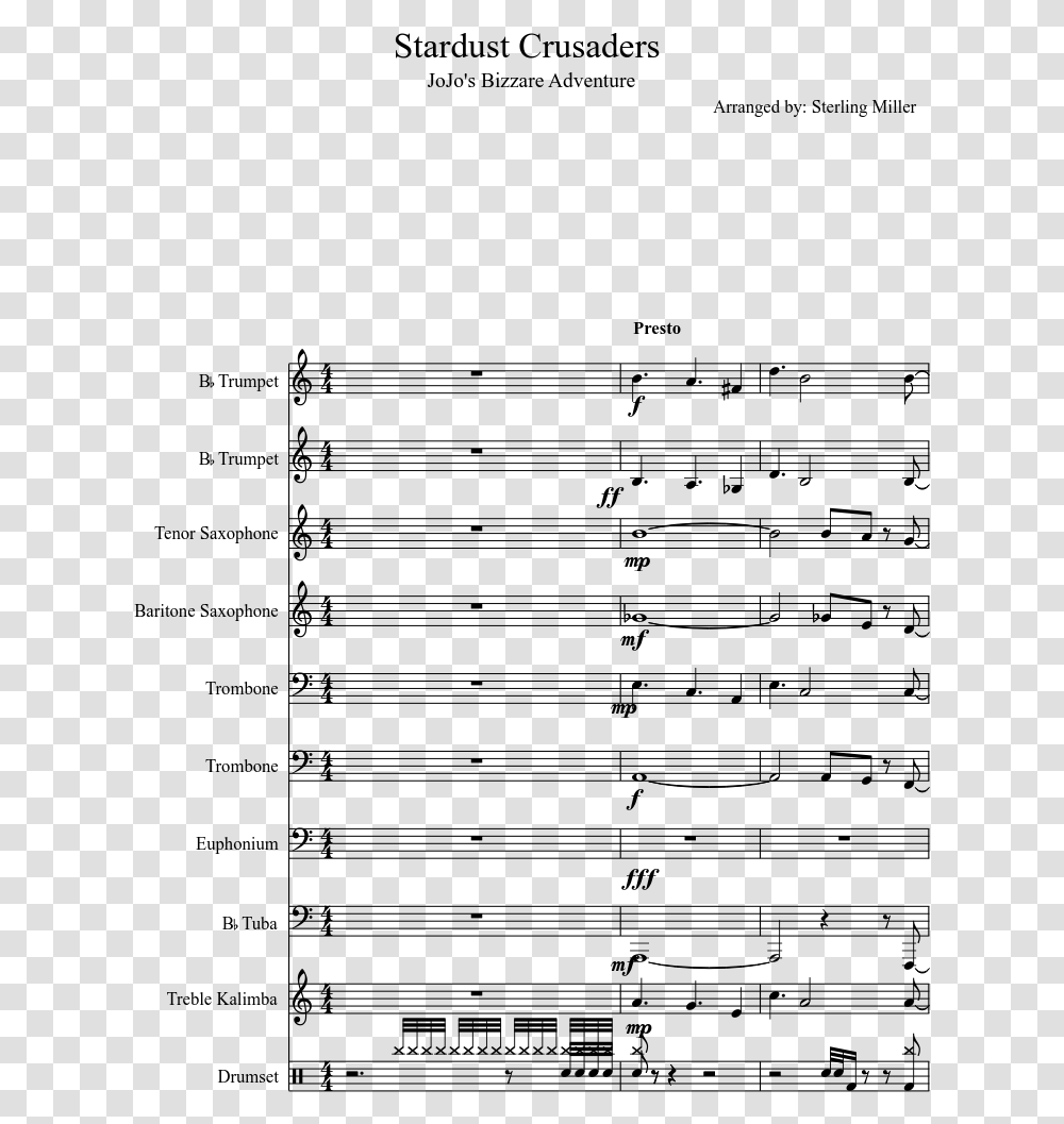 Bizarre Adventure Trumpet Sheet Music, Gray, World Of Warcraft Transparent Png