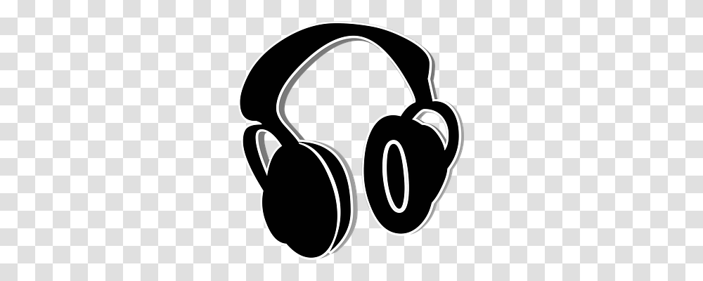 Black Electronics, Headphones, Headset, Stencil Transparent Png