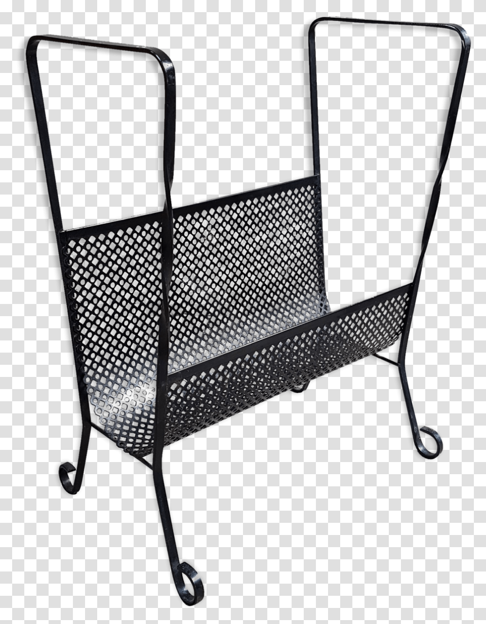 Black 50s Perforated Sheet Metal Magazine Rack Chair, Furniture, Toy, Swing, Outdoors Transparent Png