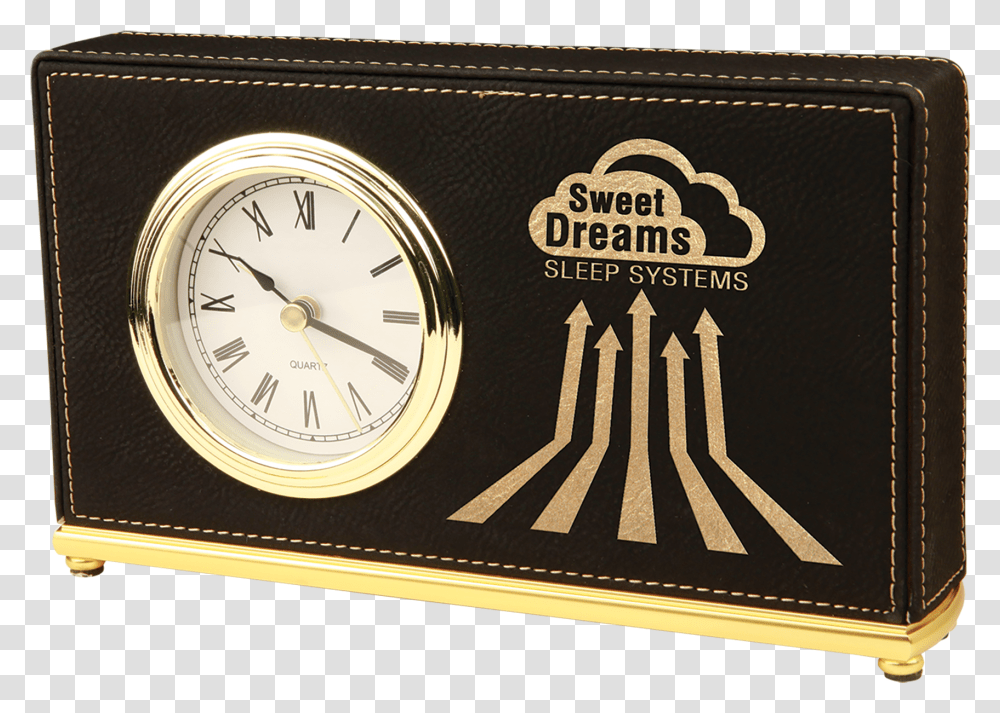 Black Amp Gold Leatherette Horizontal Clock Engraving, Clock Tower, Architecture, Building, Analog Clock Transparent Png