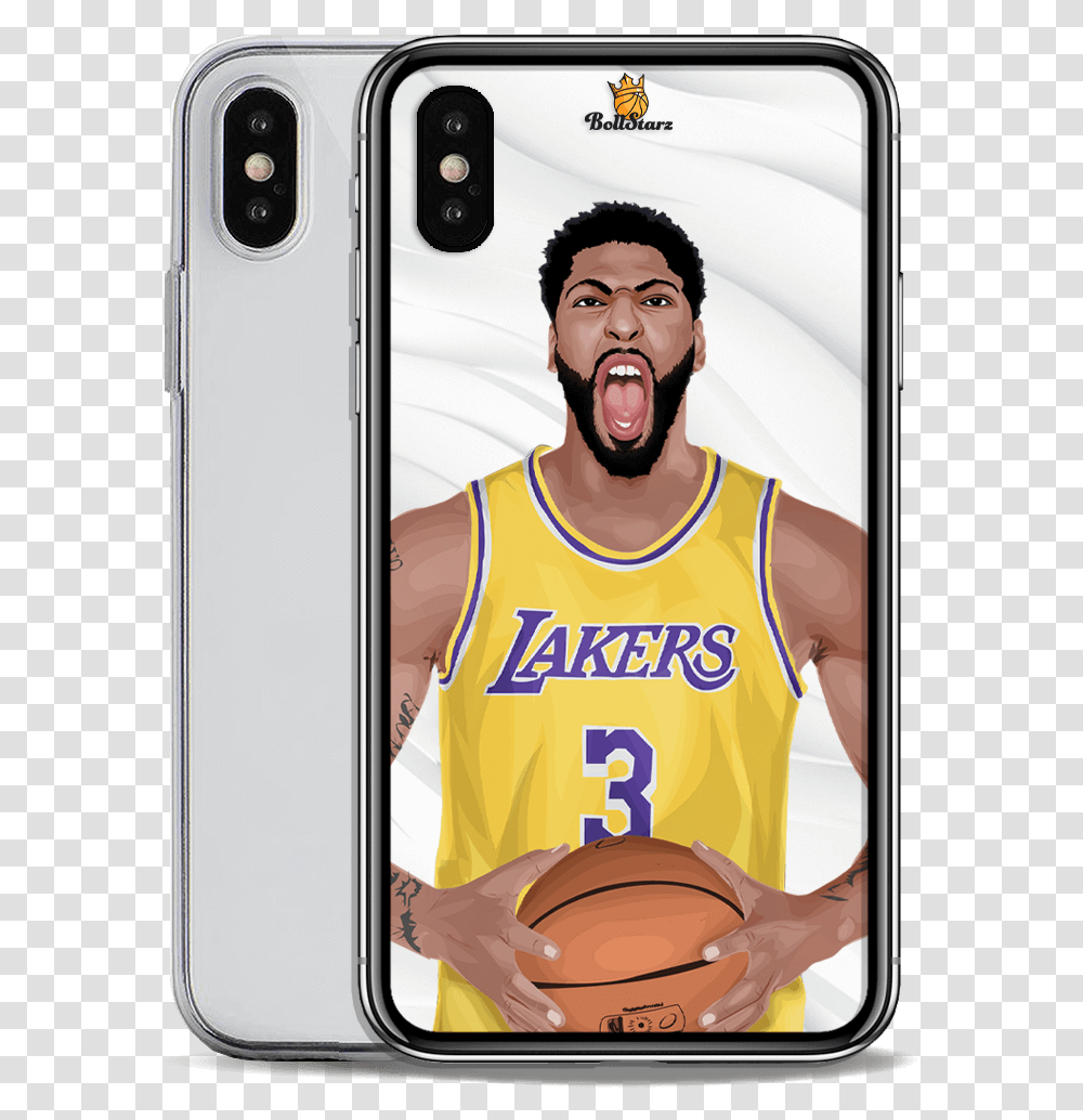 Black Amp White Los Angeles Lakers, Person, Human, Phone, Electronics Transparent Png