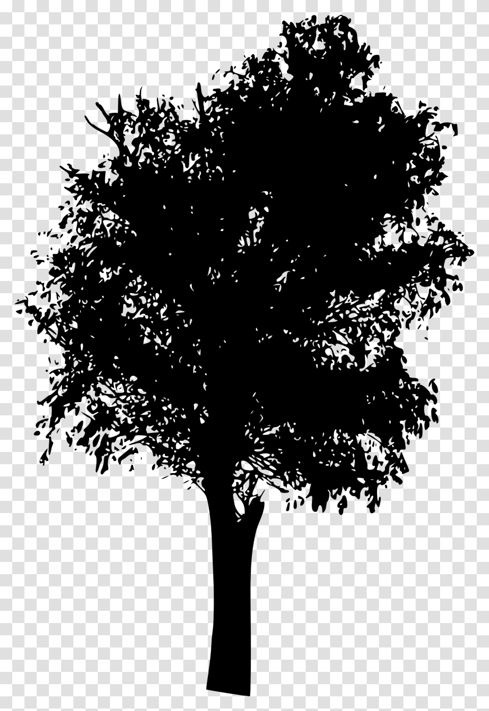 Black Amp White Oak Tree, Silhouette, Plant, Stencil, Cross Transparent Png