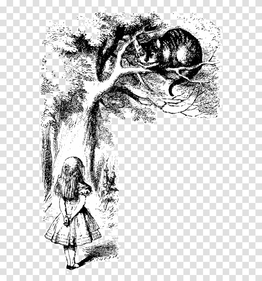 Black And Alice In Wonderland Lewis Carroll Illustrations, Drawing, Book, Sketch Transparent Png