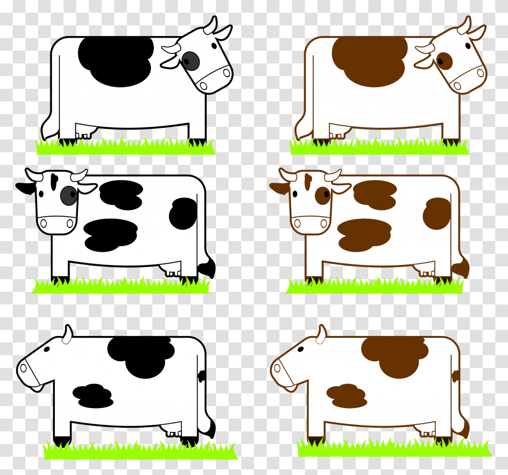 Black And Brown Cows With Grass, Stencil, Label Transparent Png