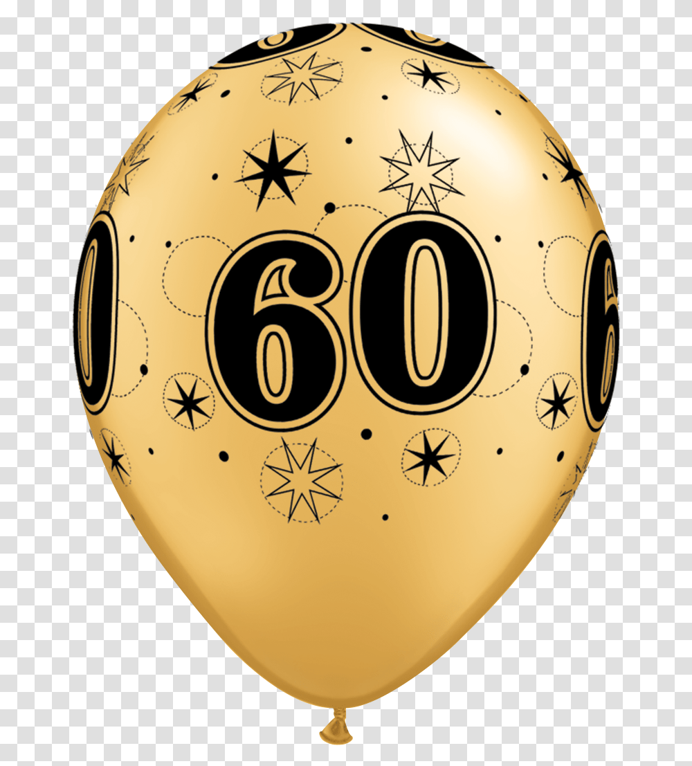 Black And Gold Balloons 60 Download 60th Birthday Balloon, Number, Clock Tower Transparent Png