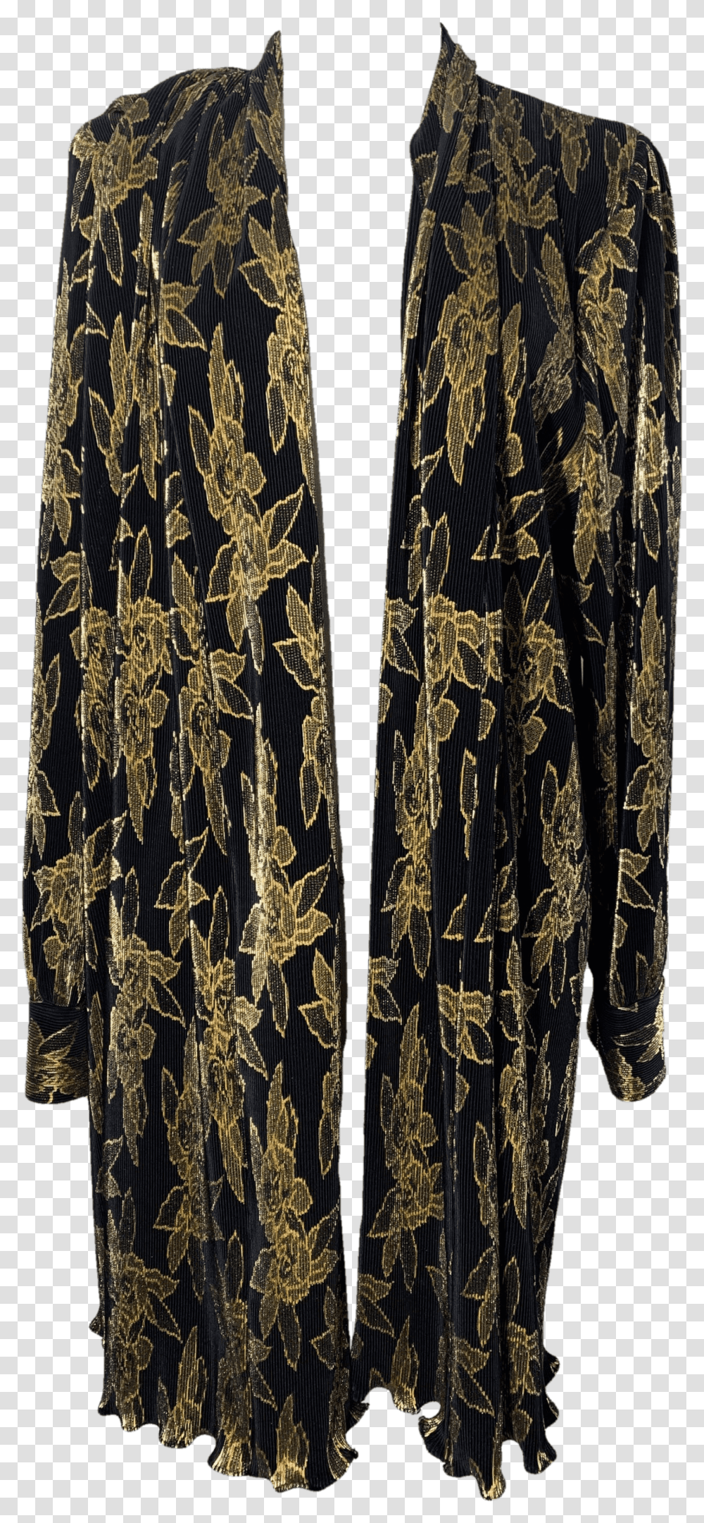 Black And Gold Floral Accordion Pleated Cardigan By Day Dress Transparent Png