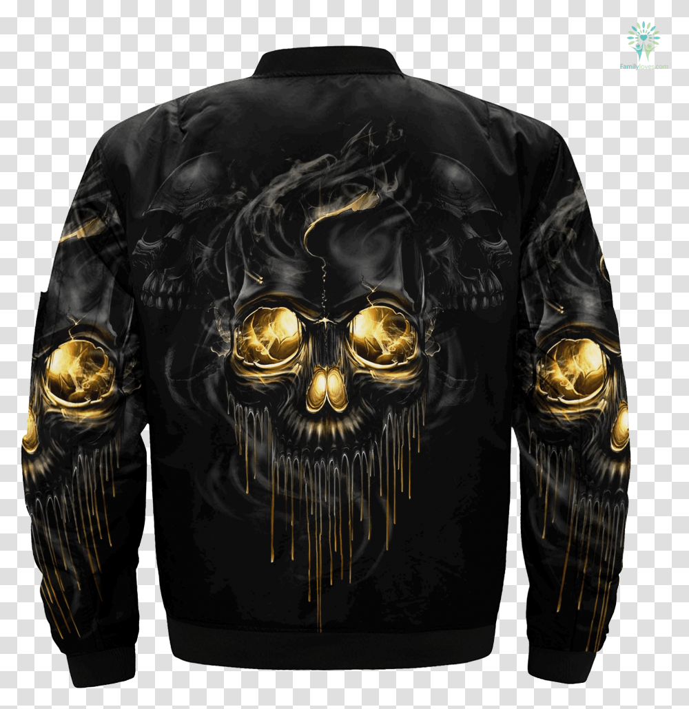 Black And Gold Skull Over Print Jacket Tag Familyloves, Apparel, Coat, Leather Jacket Transparent Png