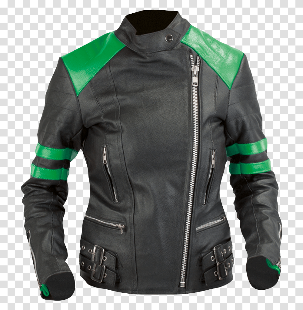 Black And Green Leather Jacket, Apparel, Coat, Long Sleeve Transparent Png
