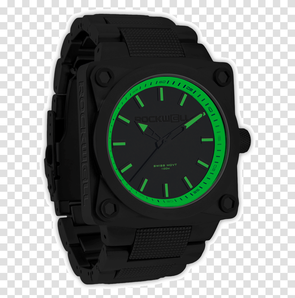 Black And Green Watch, Wristwatch, Digital Watch Transparent Png