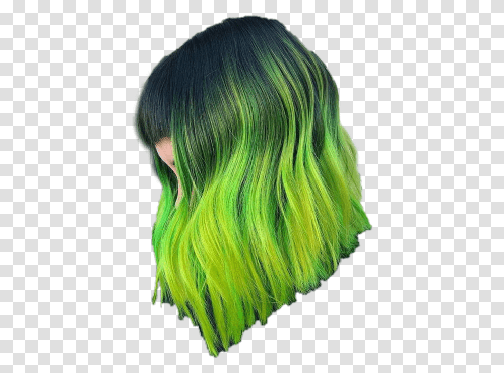 Black And Neon Green Hair, Wig, Person, Human, Dye Transparent Png