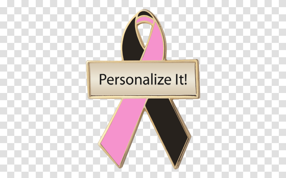 Black And Pink Awareness Ribbons Lapel Pins Personalized Black And Pink Ribbons, Text, Alphabet, Label, Outdoors Transparent Png