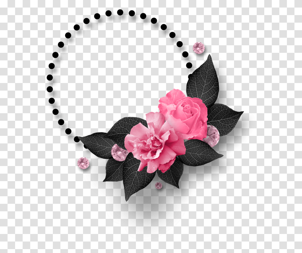 Black And Pink Floral Circle Frame, Apparel, Headband, Hat Transparent Png
