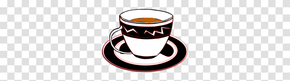 Black And Red Cup With Tea Clip Art, Coffee Cup, Saucer, Pottery, Espresso Transparent Png