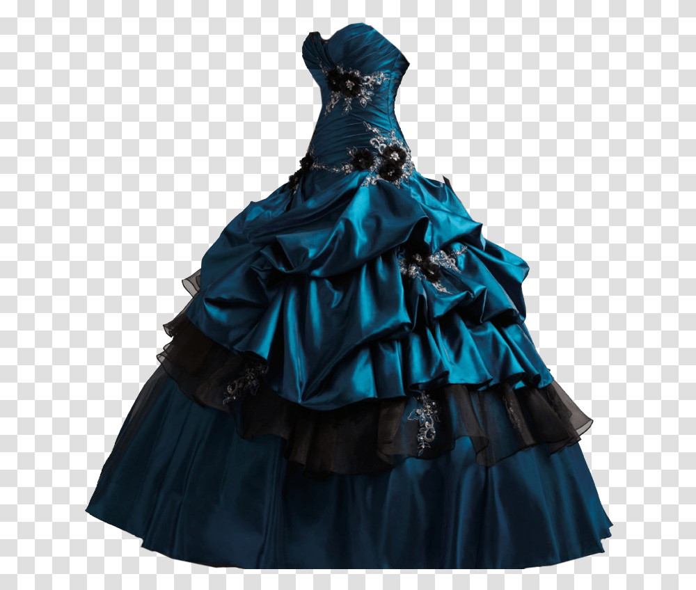 Black And Teal Quinceanera Dresses, Female, Person, Evening Dress Transparent Png