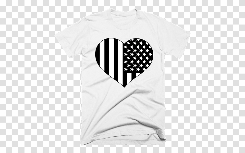 Black And White American Flag Heart Shirt Fill In The Blank T Shirt, Apparel, T-Shirt Transparent Png