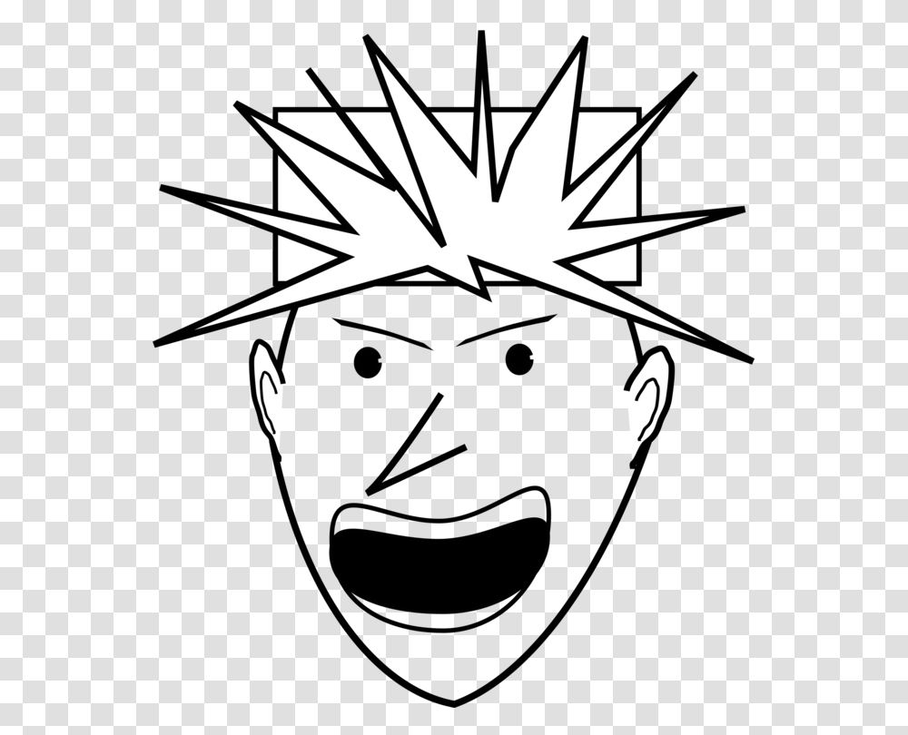 Black And White Anger Cartoon Happiness Smiley, Manga, Comics, Book, Stencil Transparent Png