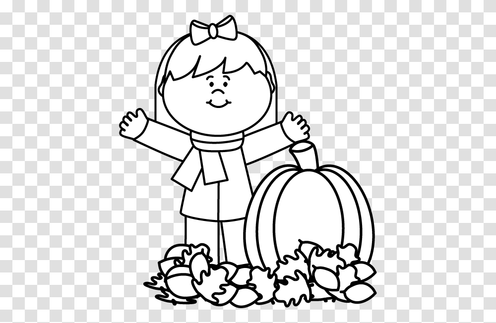 Black And White Autumn Girl Fall Clipart Black And White, Stencil, Snowman, Winter, Outdoors Transparent Png