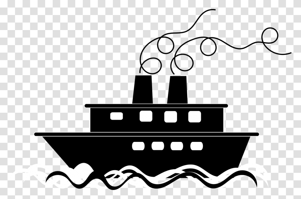 Black And White Background Boat Clipart, Stencil Transparent Png