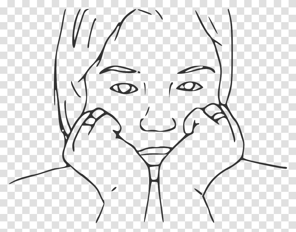 Black And White Bored Face, Drawing, Sketch, Hand Transparent Png