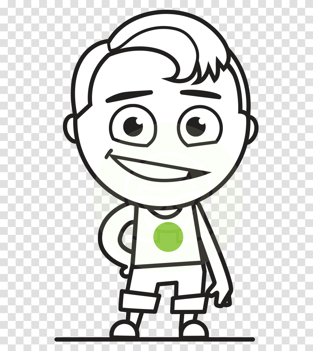 Black And White Boy Cartoon Vector Character Aka Reggie Comic Strip Characters Outline, Label, Drawing, Doodle Transparent Png