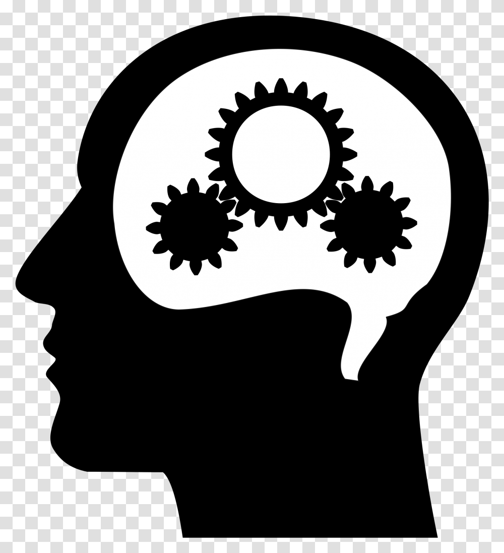 Black And White Brain Thinking, Stencil, Label Transparent Png