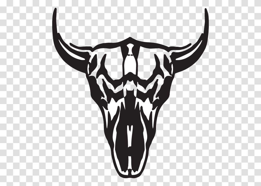 Black And White Buffalo Skull, Stencil, Antelope, Wildlife, Mammal Transparent Png