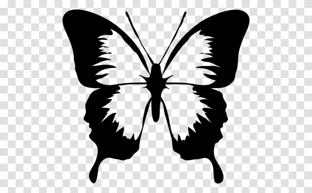 Black And White Butterfly Clip Art, Stencil, Person, Human, Silhouette Transparent Png