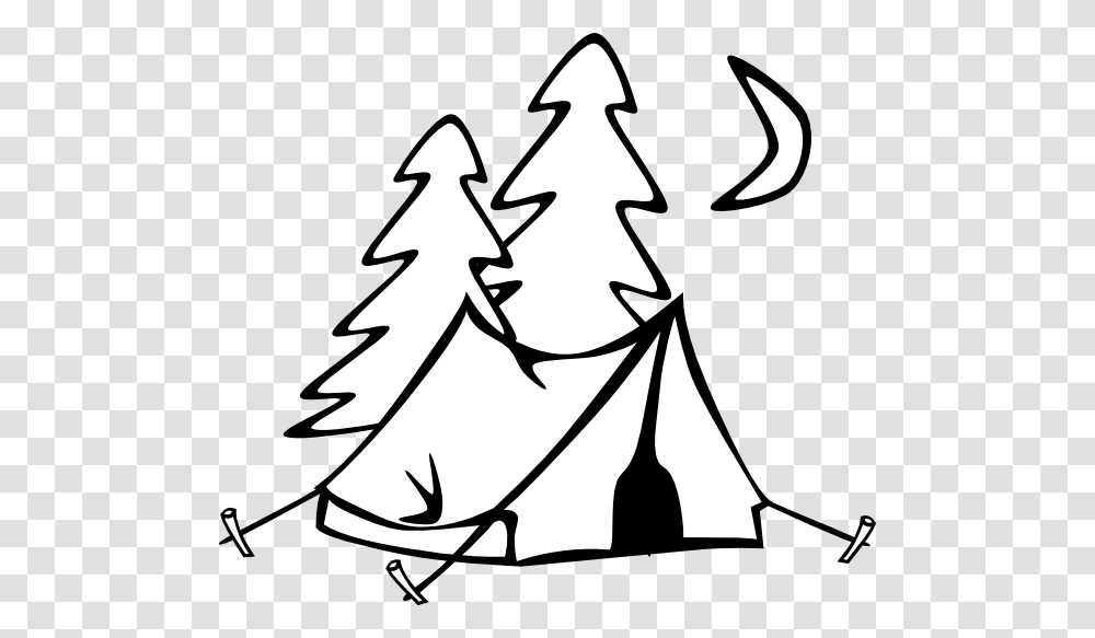Black And White Camping Clipart, Tree, Plant, Stencil, Star Symbol Transparent Png