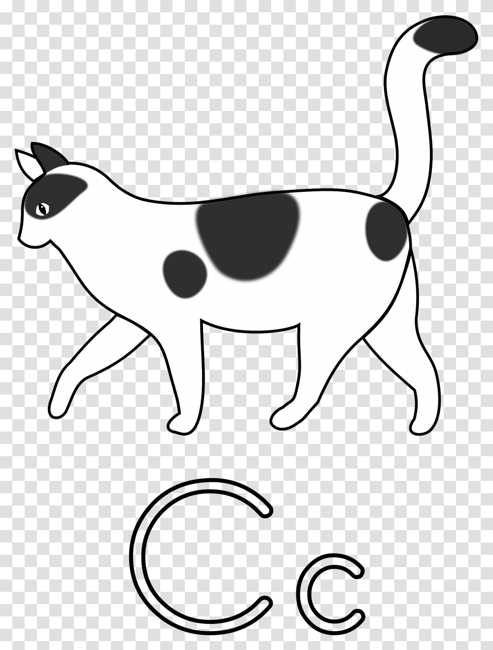 Black And White Cat Clipart Banner, Mammal, Animal, Cattle, Cow Transparent Png