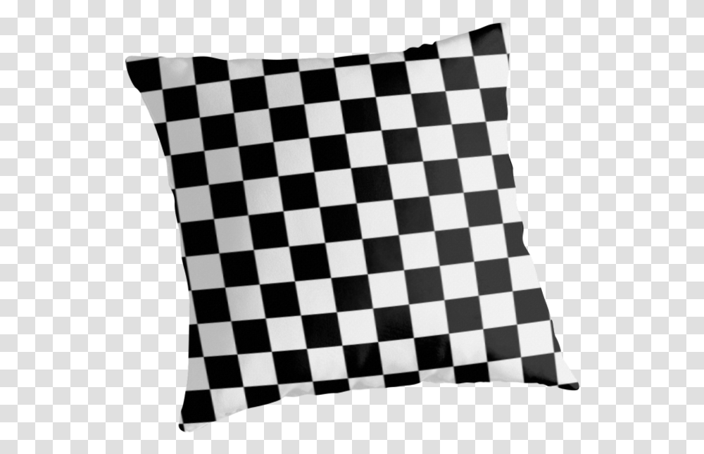 Black And White Check Checkered Flag Motorsports Race Black And White Checkered Pillow, Cushion, Chess, Game Transparent Png