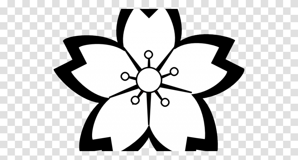 Black And White Cherry Blossom, Stencil, Pattern, Floral Design Transparent Png