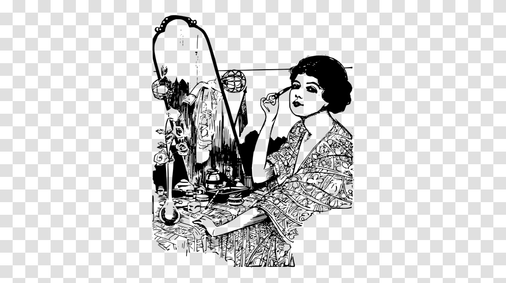 Black And White Clip Art Of A Woman With Make Up, Gray, World Of Warcraft Transparent Png