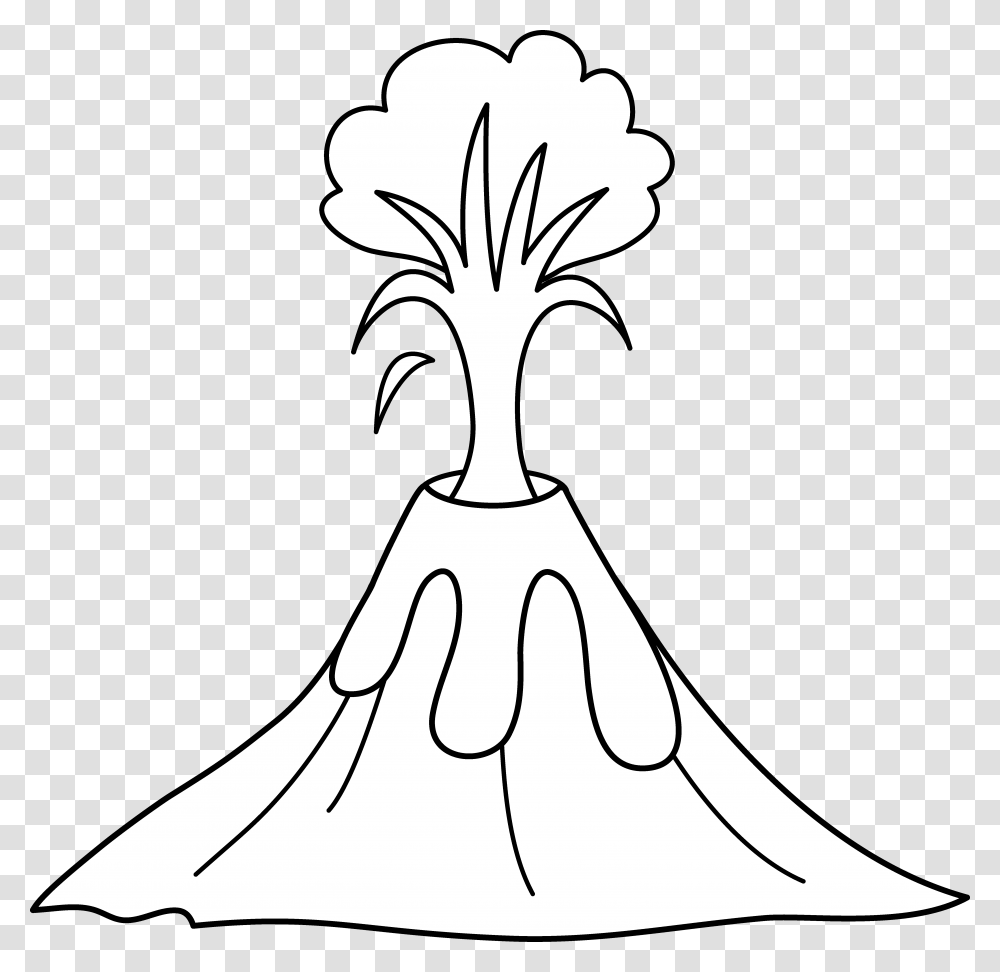 Black And White Clip Art Volcano, Plant, Produce, Food, Root Transparent Png