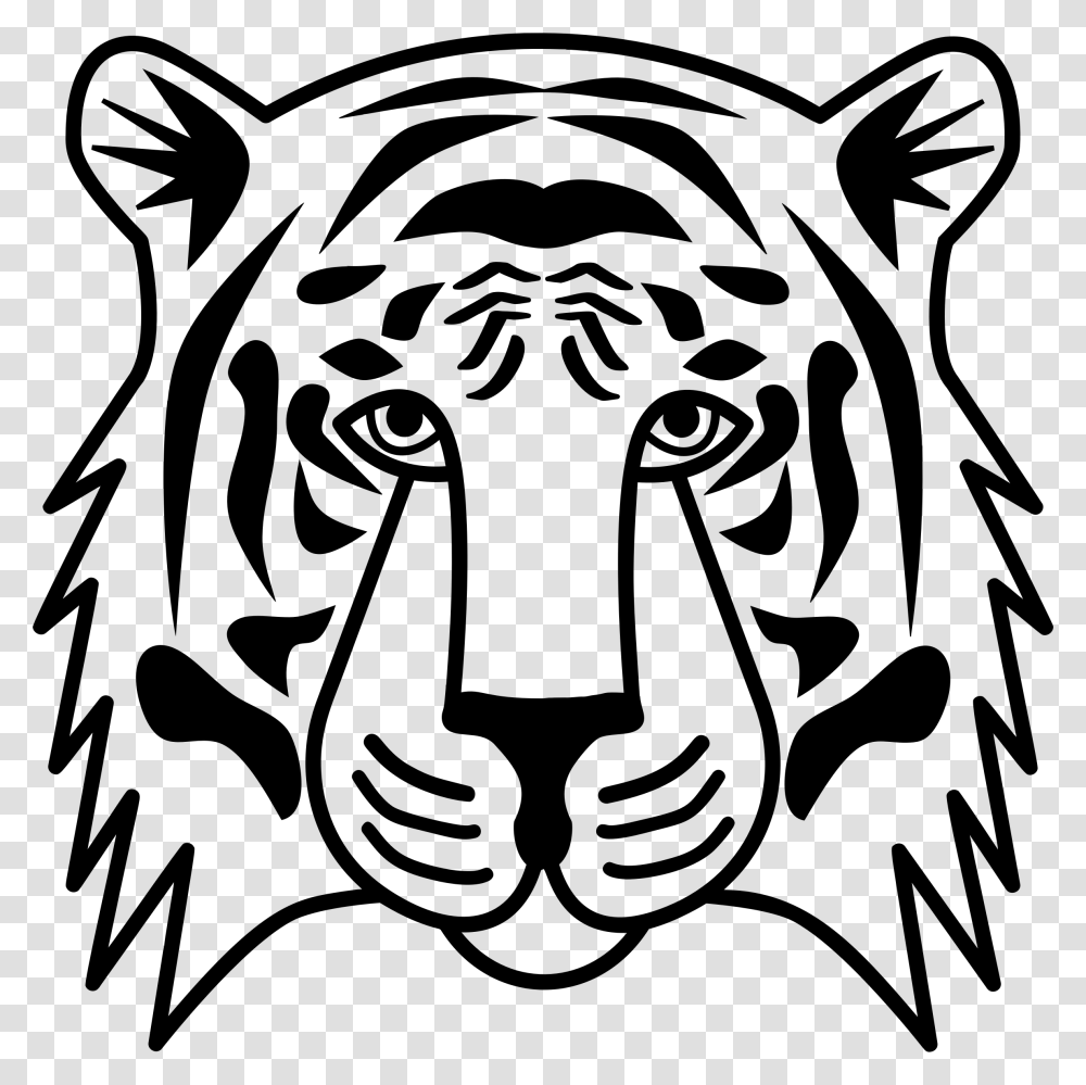 Black And White Clipart Images Of Tiger, Stencil, Pattern, Emblem Transparent Png