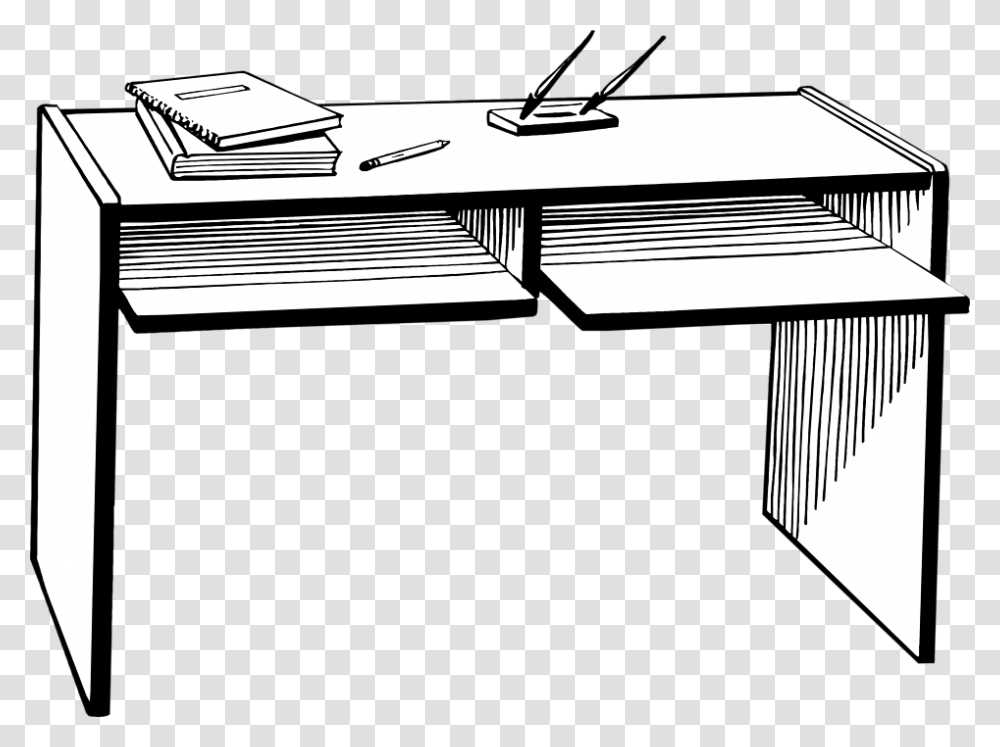 Black And White Clipart Of A Student Working, Furniture, Table, Indoors, Desk Transparent Png