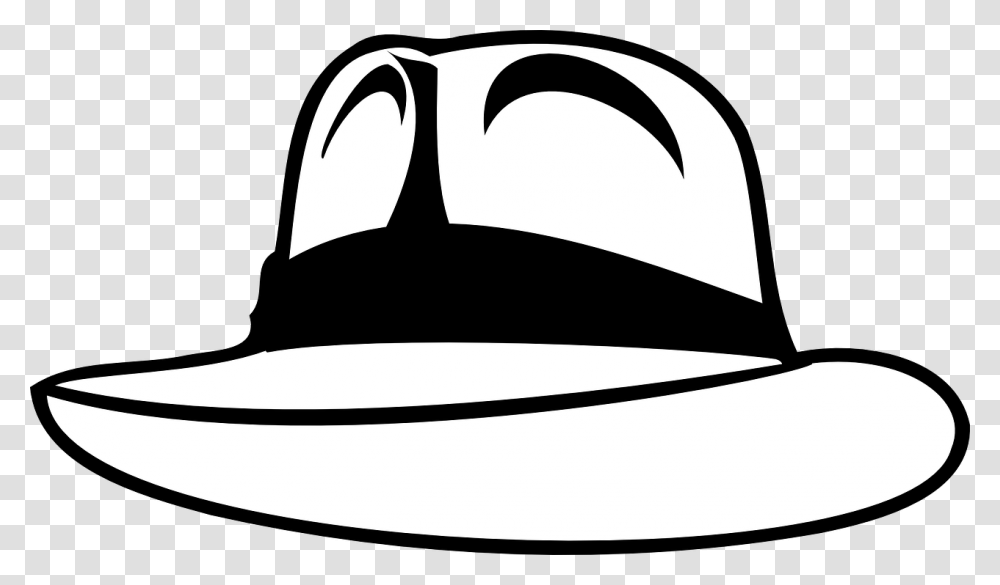 Black And White Clipart Of Gangster Hats Vector Freeuse Fedora Clip Art, Apparel, Cowboy Hat, Baseball Cap Transparent Png