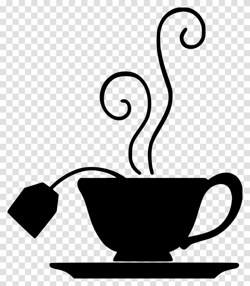 Black And White Clipart Teacup Coffee Tea Cup Silhouette, Gray, World Of Warcraft Transparent Png