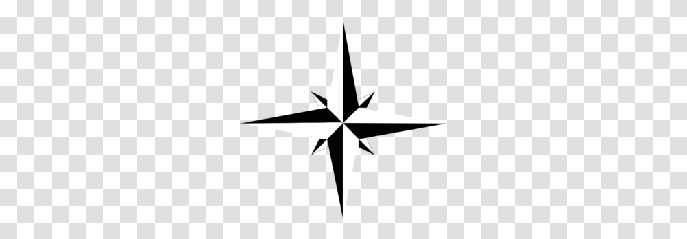 Black And White Compass Rose No White Clip Art, Cross, Star Symbol Transparent Png
