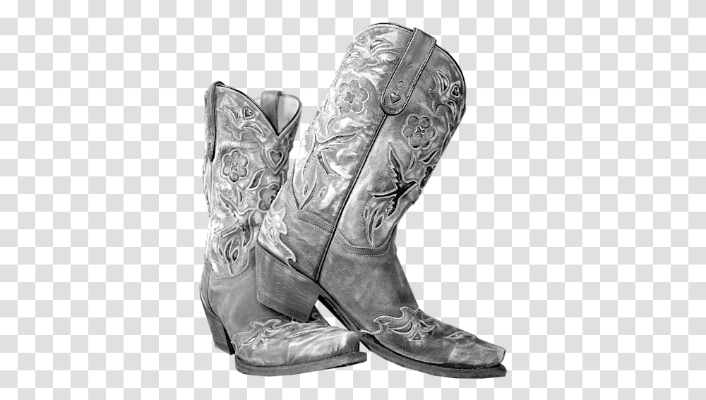 Black And White Cowgirl Boots Photography, Apparel, Cowboy Boot, Footwear Transparent Png