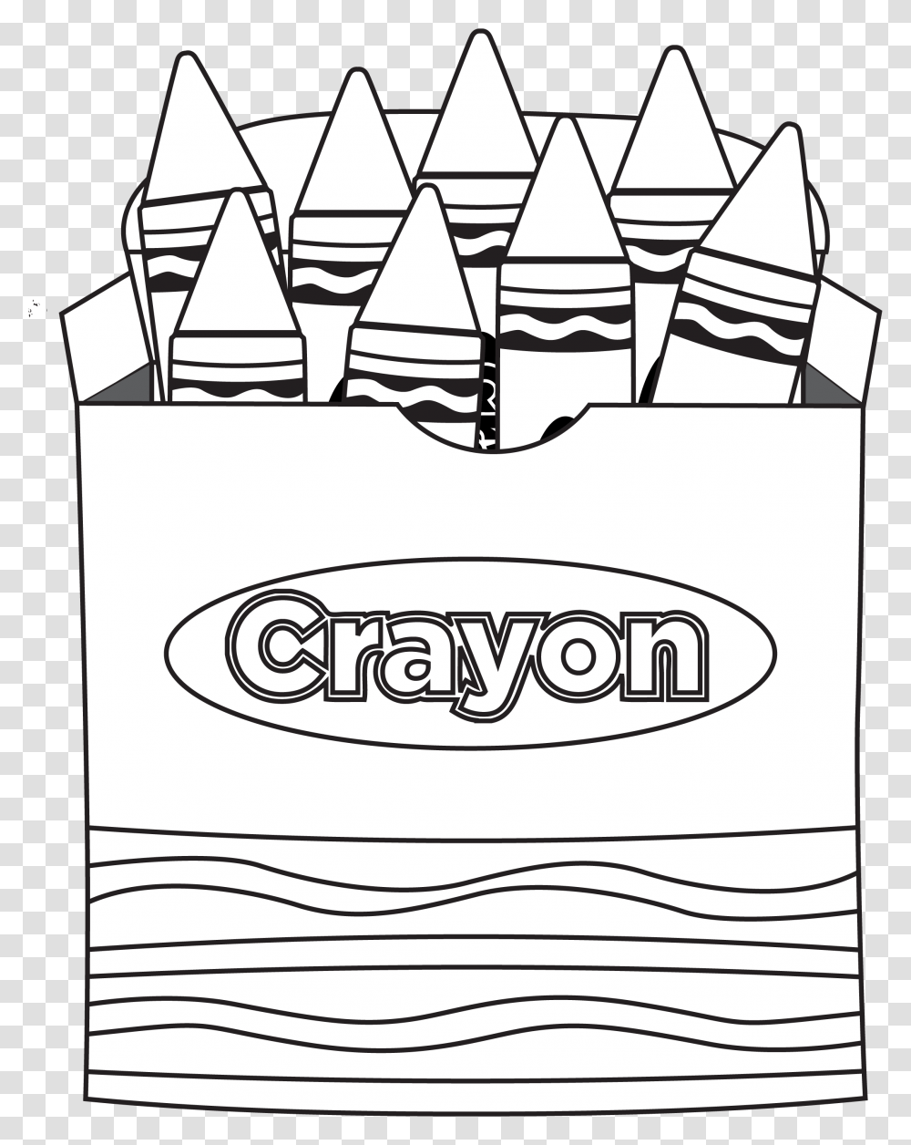 Black And White Crayon Box Clip Art, Cone, Bag Transparent Png