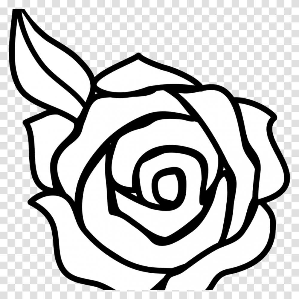 Black And White Cupcake Easy Simple Rose Drawing, Flower, Plant, Blossom, Stencil Transparent Png