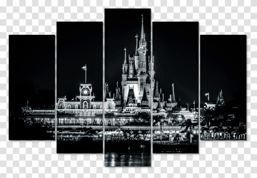Black And White Disney Wall Murals, Spire, Tower, Architecture, Building Transparent Png