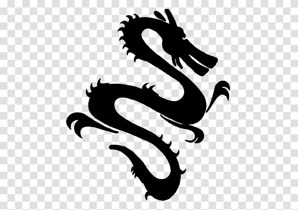 Black And White Dragon Tattoo Japanese Dragon Clipart, Stencil Transparent Png