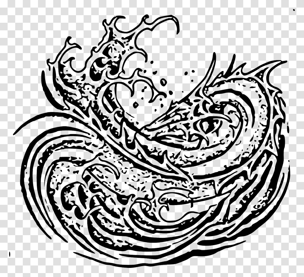 Black And White Dragon Water, Pattern, Paisley, Rug Transparent Png